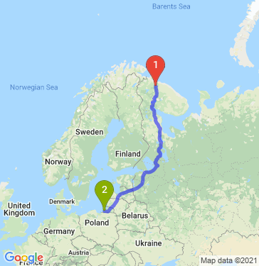 Маршрут из Мурманска в Калининград