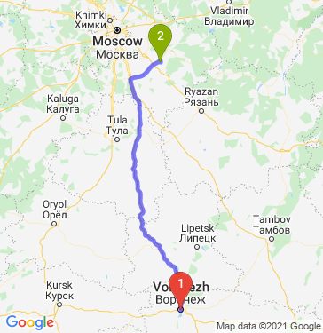Маршрут из Воронежа в Воскресенск