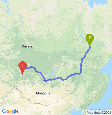 Маршрут из Абакана в Якутск