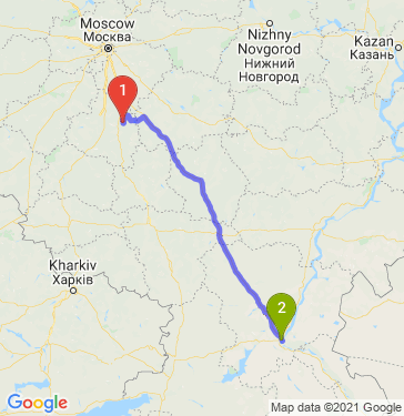 Маршрут из Новомосковска в Волгоград