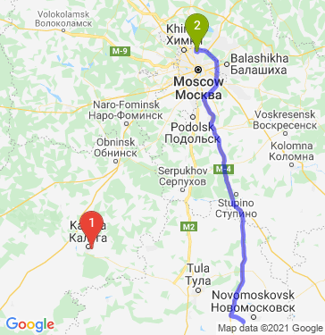 Маршрут из Калуги в Москву