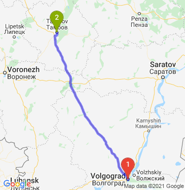 Маршрут из Волгограда в Тамбова
