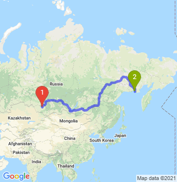 Маршрут из Барнаула в Магадан