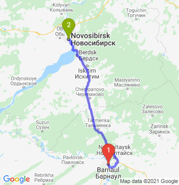 Маршрут из Барнаула в Новосибирск