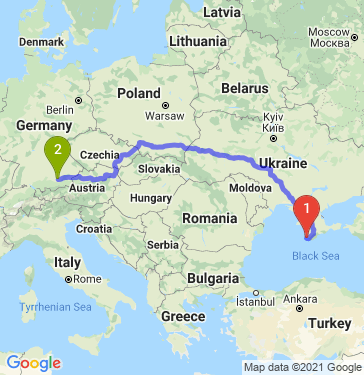 Маршрут из Севастополя в Мюнхен