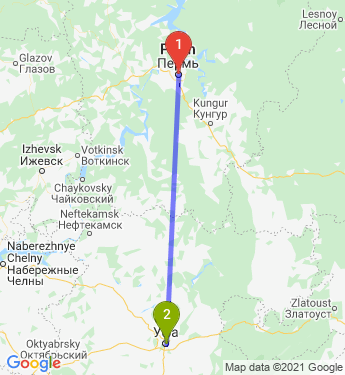 Маршрут из Перми в Уфу