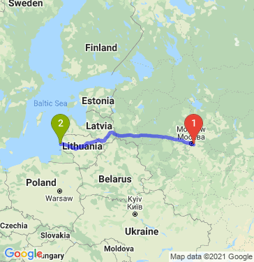 Маршрут из Люберец в Клайпеду