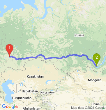 Маршрут из Нижнекамска в Иркутск