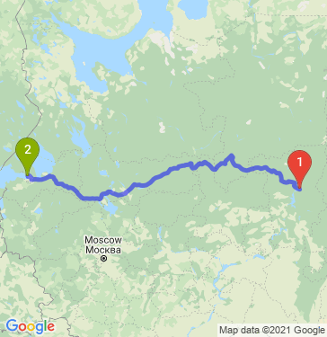 Маршрут из Березников в Санкт-Петербург
