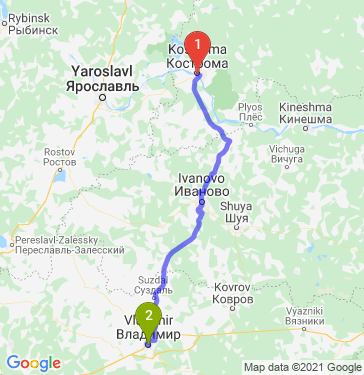 Маршрут из Костромы в Владимира