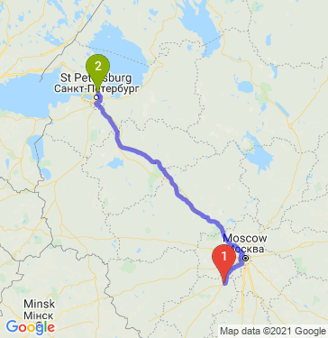 Маршрут из Обнинска в Мурино