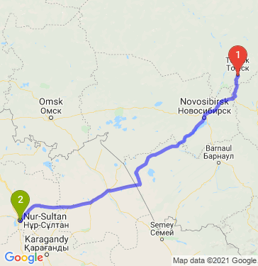 Маршрут из Томска в Нура-Султана
