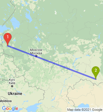 Маршрут из Москвы в Оренбург