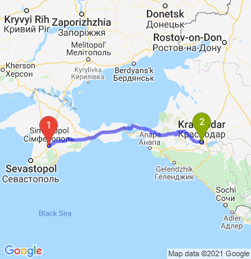 Маршрут из Симферополя в Краснодар