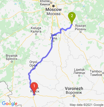 Маршрут из Курска в Луховицы
