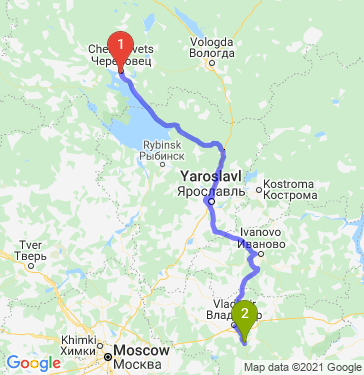 Маршрут из Череповца в Ильин