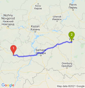 Маршрут из Пензы в Уфу