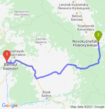 Маршрут из Барнаула в Новокузнецк