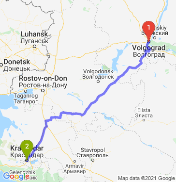 Маршрут из Волгограда в Краснодар
