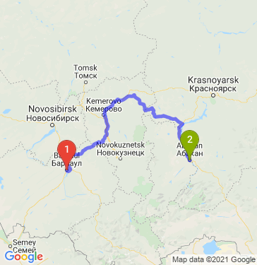 Маршрут из Барнаула в Абакан