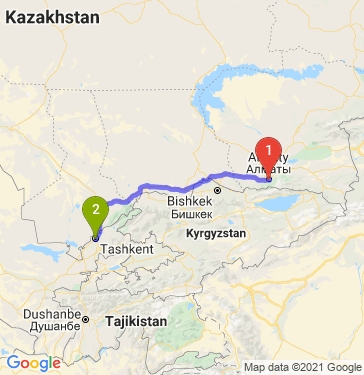 Маршрут из Алматы в Ташкент