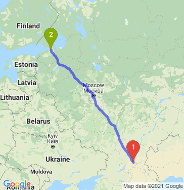 Маршрут из Волгограда в Санкт-Петербург