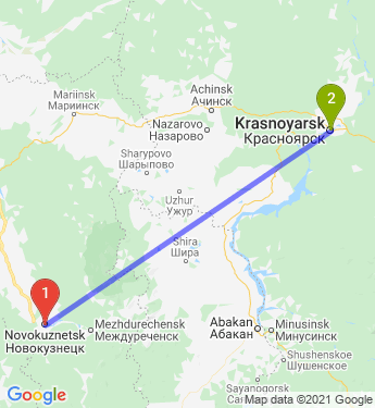 Маршрут из Новокузнецка в Красноярск