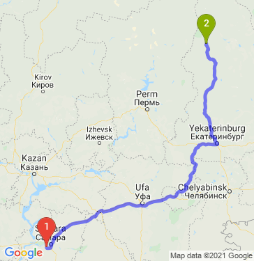 Маршрут из Новокуйбышевска в Екатеринбург