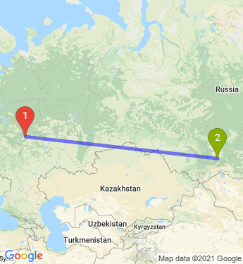 Маршрут из Дзержинска в Саяногорска
