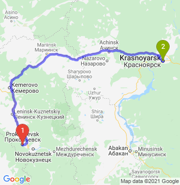 Маршрут из Прокопьевска в Красноярск