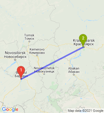 Маршрут из Барнаула в Красноярск