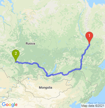 Маршрут из Якутска в Томск