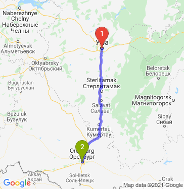 Маршрут из Уфы в Оренбург