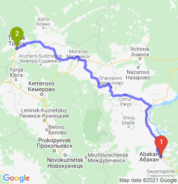Маршрут из Абакана в Томск