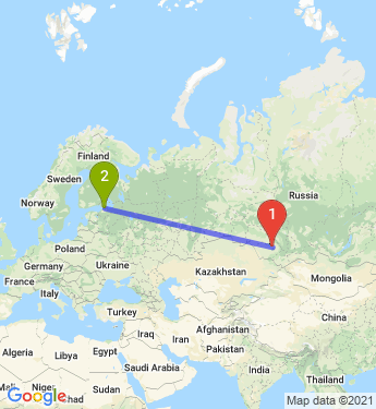 Маршрут из Барнаула в Санкт-Петербург