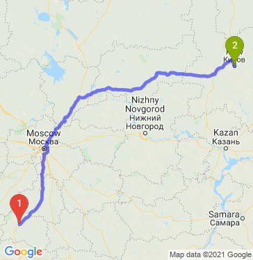 Маршрут из Орла в Киров