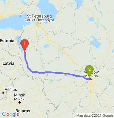 Маршрут из Пскова в Москву