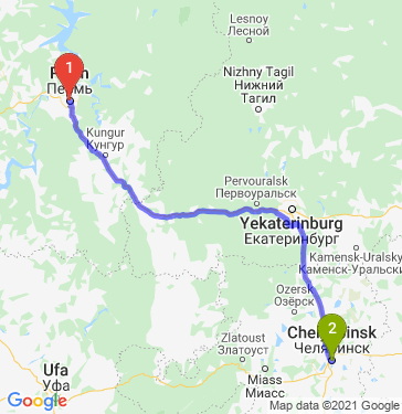 Маршрут из Перми в Челябинск