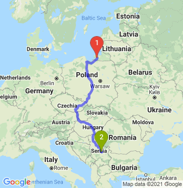 Маршрут из Калининграда в Ягодину