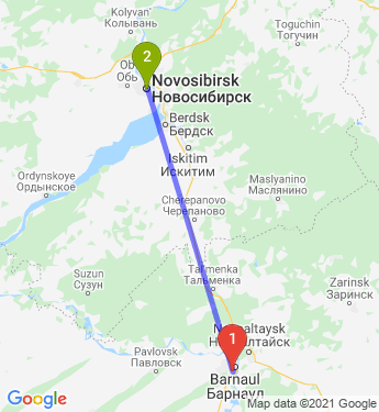 Маршрут из Барнаула в Новосибирск