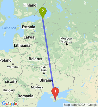 Маршрут из Симферополя в Санкт-Петербург