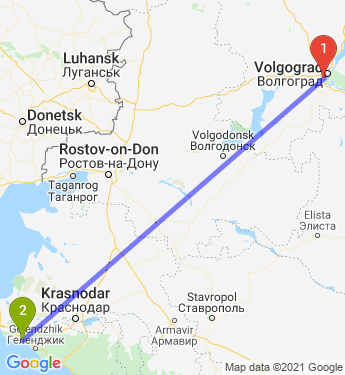 Маршрут из Волгограда в Новороссийск