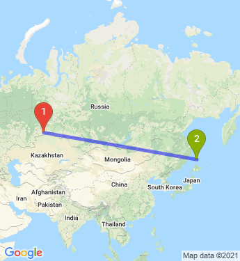 Маршрут из Кургана в Южно-Сахалинск