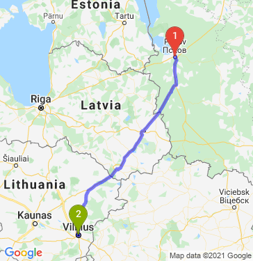 Маршрут из Пскова в Вильнюс
