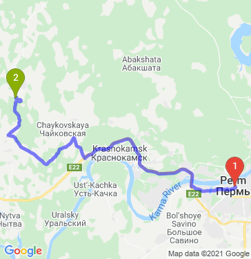 Маршрут из Перми в Нытвенский р-н