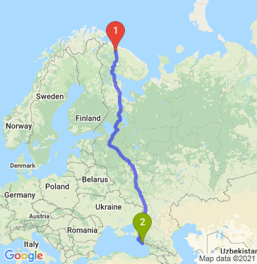 Маршрут из Мурманска в Сочи