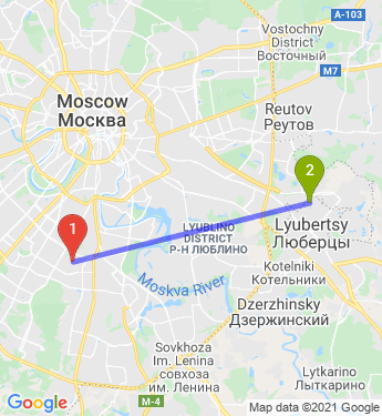 Маршрут из Москвы в Люберцы