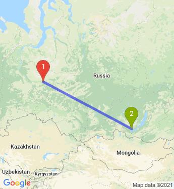 Маршрут из Сургута в Иркутск
