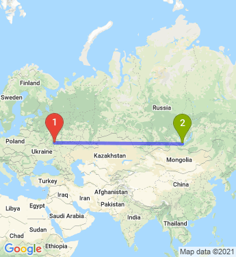 Маршрут из Ельца в Иркутск