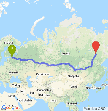 Маршрут из Якутска в Санкт-Петербург